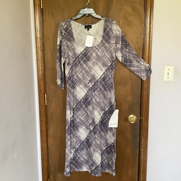 4 or14 Connected dress dusty lavender plaid print dress casual  office - Picture 1 of 16